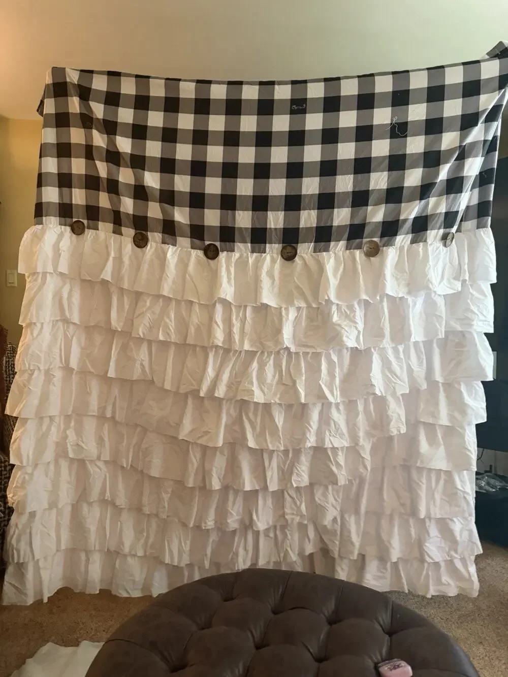 Black And White Shower Curtain With Ruffles